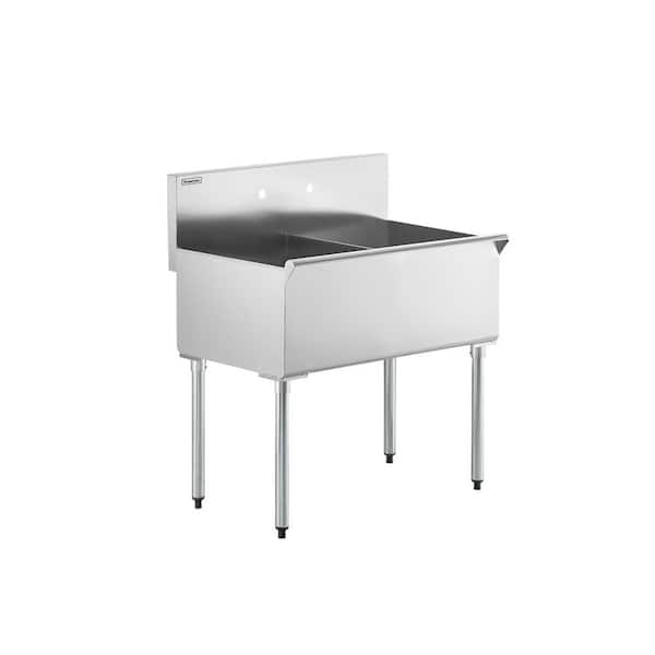 Aoibox 36 x 24 in. Freestanding 2-Sink 18 x 21 x 14 in. Stainless Steel Laundry/Utility Sink with Drain and Pre Drilled Hole