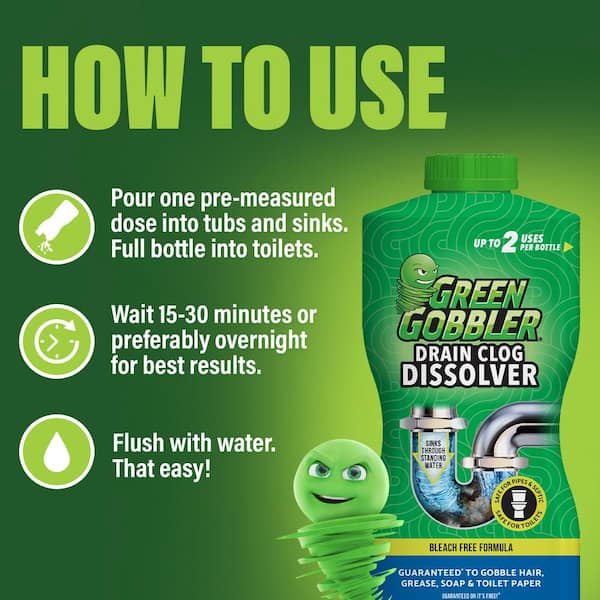Green Gobbler - 31 oz. Drain and Toilet Clog Dissolver and Remover Premeasured Applications