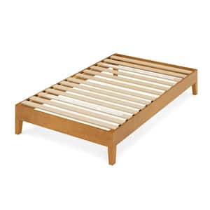 Brown Deluxe Wood Frame 12 in. Twin Platform Bed with Easy Assembly