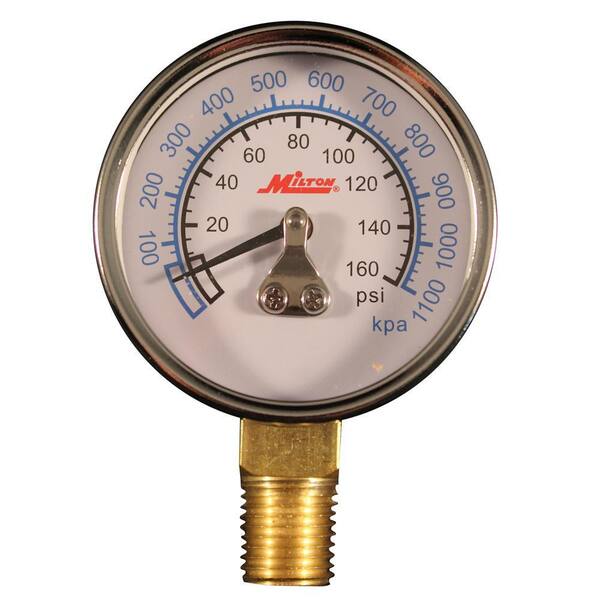 Heavy Duty Compressor Pressure Gauge With Reducer Bushing – 200 PSI, Back Mount – Fits Emglo PG14