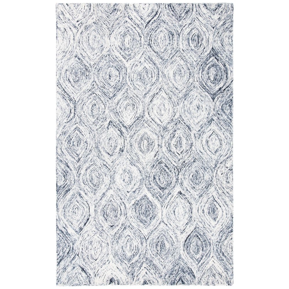 Silver Grey Hand-Tufted Wool Ikat Area Rug 3' x 5'