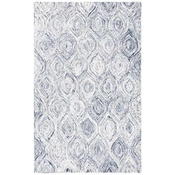 SAFAVIEH Ikat Silver/Grey 8 ft. x 10 ft. Geometric Solid Color Area Rug
