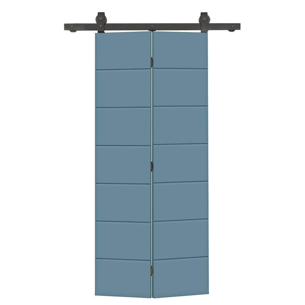 CALHOME 22 in. x 80 in. Hollow Core Dignity Blue Painted MDF Composite ...