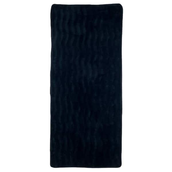 Lavish Home 24.5 in. x 60 in. Memory Foam and Microfiber Bath Mat in Black