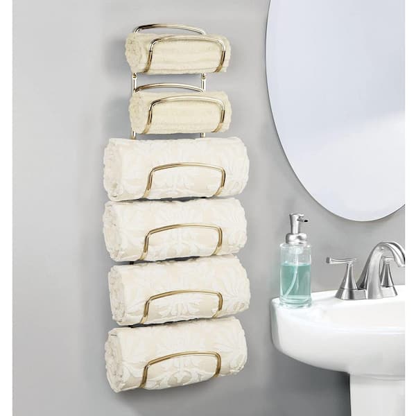 Retro Copper Towel Rack Rotatable Antique Brass Bathroom Shelf Towel Holder  Towel Bar Household Supplies (4 Tiers)