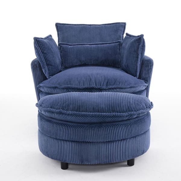 Blue Velvet Arm Chair with Swivel