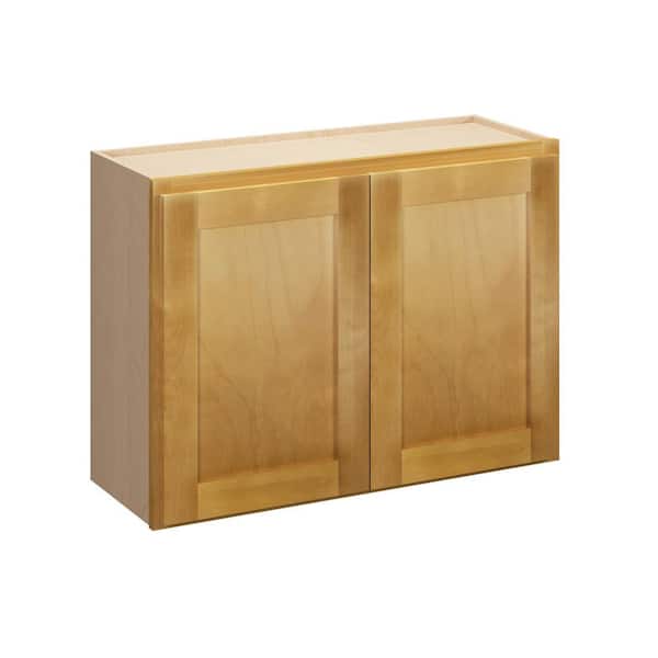 Kunal Kitchens Aberdeen Recessed 36 in. W x 24 in. H x 12 in. D in Caramel Plywood Assembled Wall Cabinet