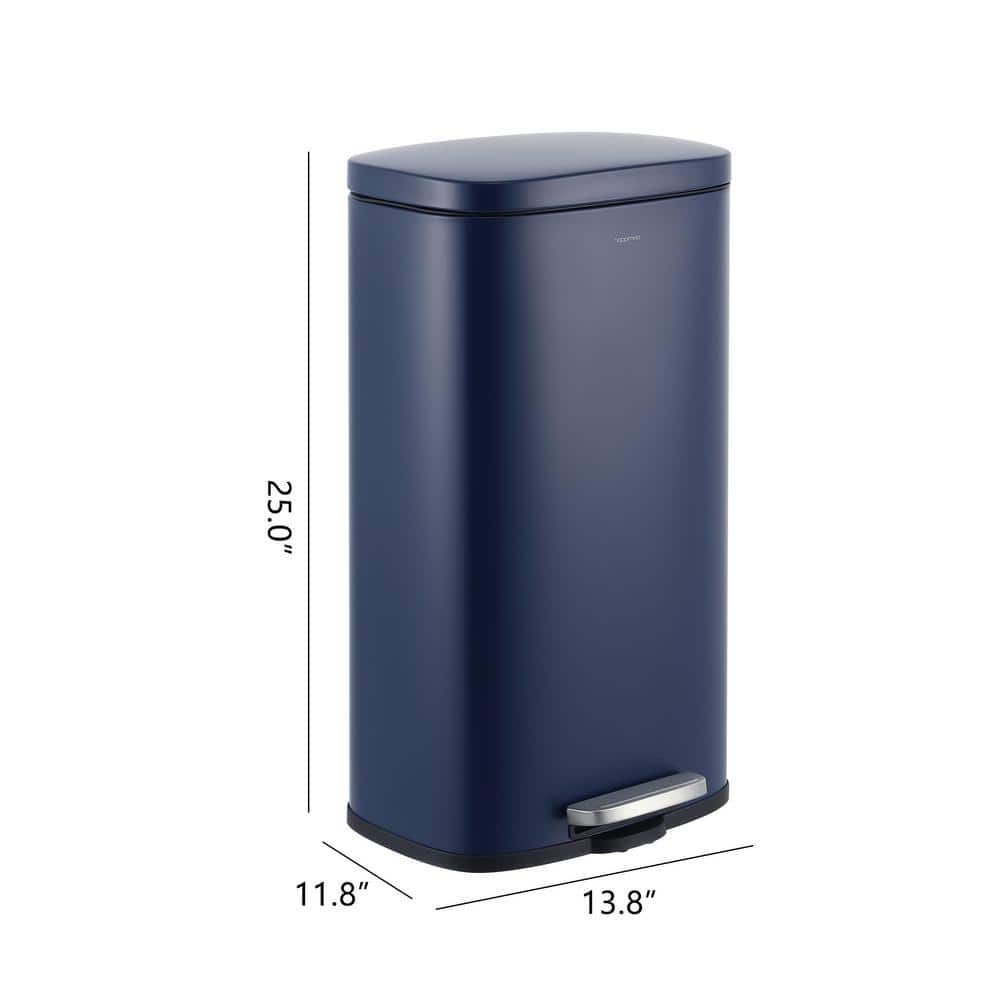 Denim Blue Stainless Steel 8-Gallon Step Trash Can