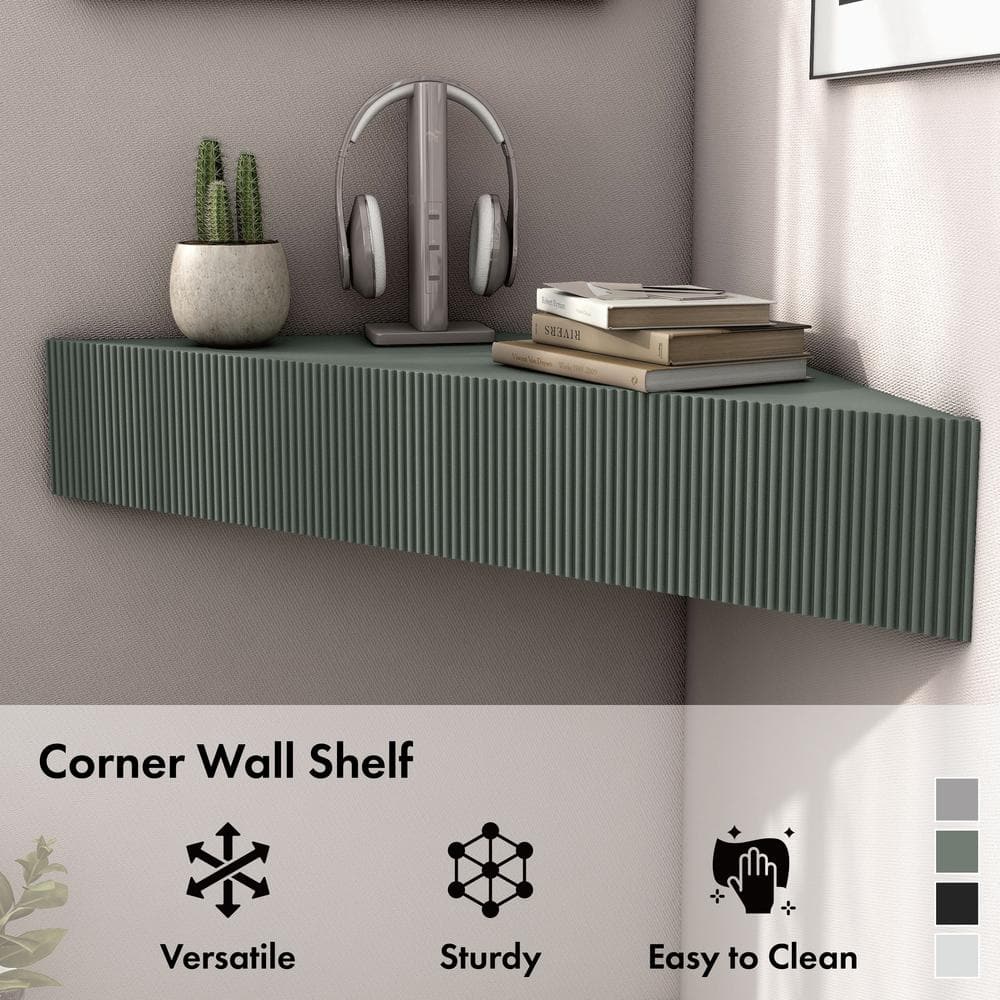 Emmeline Sage Green Composite Wood Corner Floating TV Stand