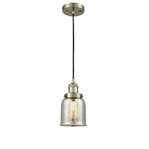 Bell 60-Watt 1 Light Antique Brass Shaded Mini Pendant Light with Mercury glass Mercury Glass Shade