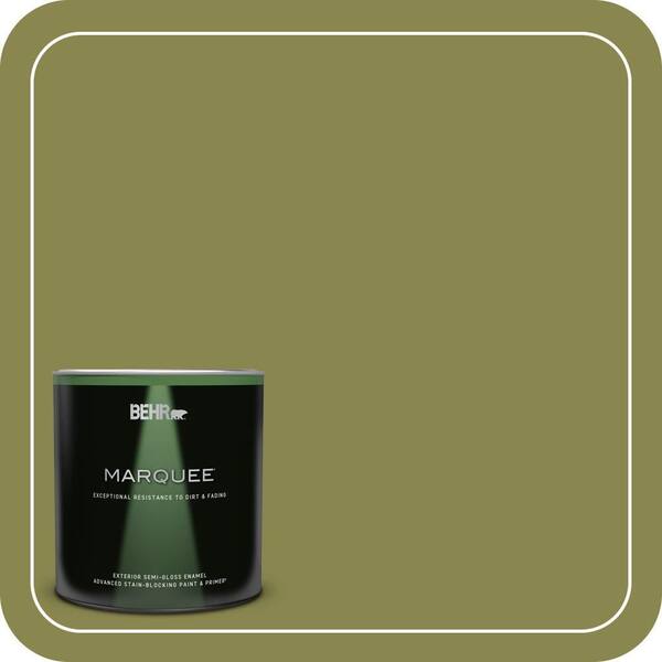 BEHR MARQUEE 1 qt. #T15-18 Snap Pea Green Semi-Gloss Enamel Exterior Paint & Primer