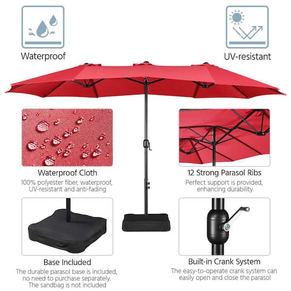 11 foot gray patio umbrella Grey Scalloped Edge 11' Crank Outdoor Patio Umbrella