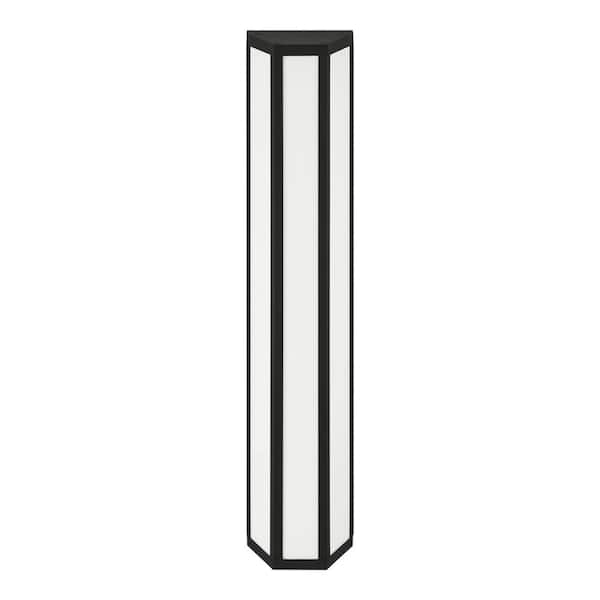 Home Decorators Collection Porterdale 24 in. Sand Black Hardwired LED Outdoor Wall Lantern Sconce with Integrated LED