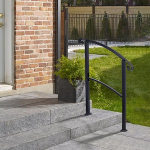 Fit 1 or 3 Steps Outdoor Stair Railing, Flexible Front Porch Hand Rail, Transitional Balck Handrails