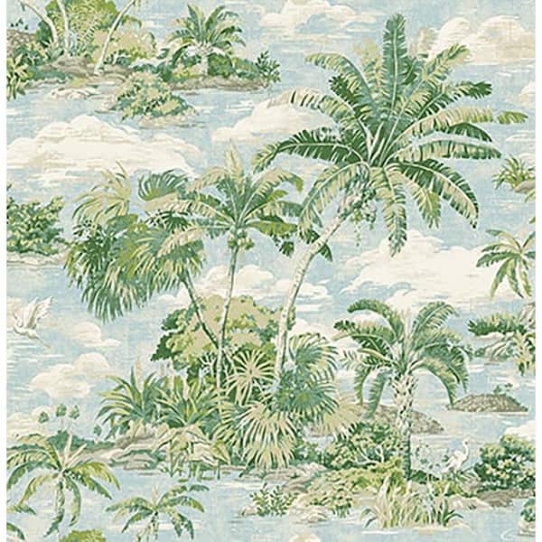 Scenic Beauty Island Toile High Noon Vinyl Peel and Stick Wallpaper Roll (Covers 30.75 sq. ft. )
