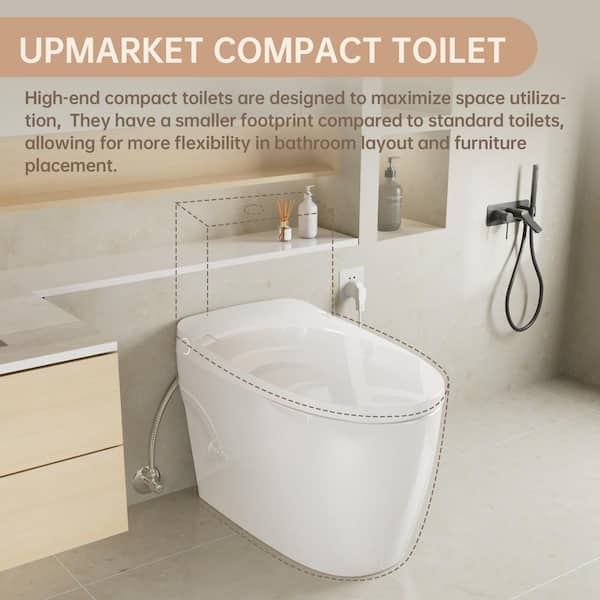 Simple Project 1-Piece 1.28 GPF Single Flush Elongated Tankless Smart Bidet Toilet in White, Auto Flush, Heated Seat, Night Light