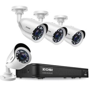8-Channel 5MP-Lite DVR Security Camera System with 4-Wired 1080p Outdoor Cameras, 80 ft. Night Vision, Motion Alert
