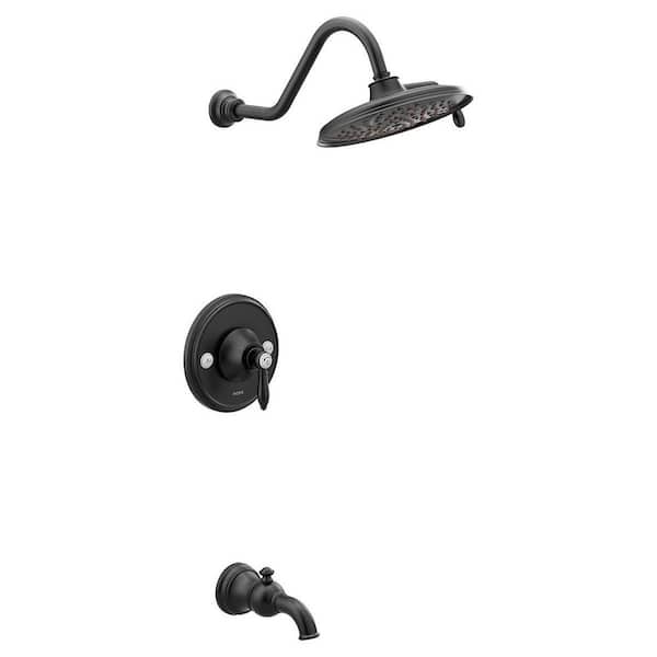Weymouth 1-Handle Wall Mounted Tub and Shower Trim Kit with Spout in Matte Black (Valve Not Included)