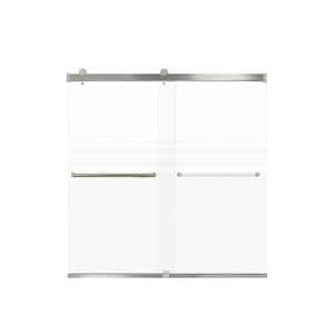 Brianna 60 in. W x 62 in. H Sliding Frameless Shower Door in Brushed Stainless with Frosted Glass