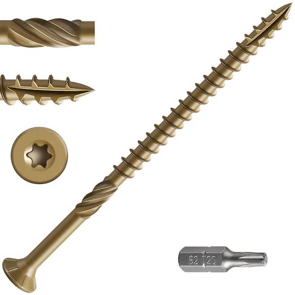 Afoxsos Bronze Rust Resistant Epoxy Coated Serrated Threads Exterior Deck Screws (883-Pack)