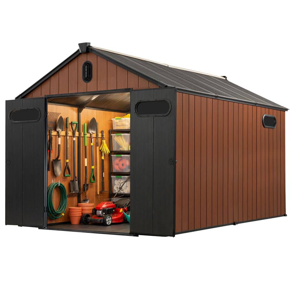 8x12 Heavy-Duty Resin Storage Shed with Solar Light, Windows & Double Doors, Weatherproof-USA Based brand price history on PriceWatchPro