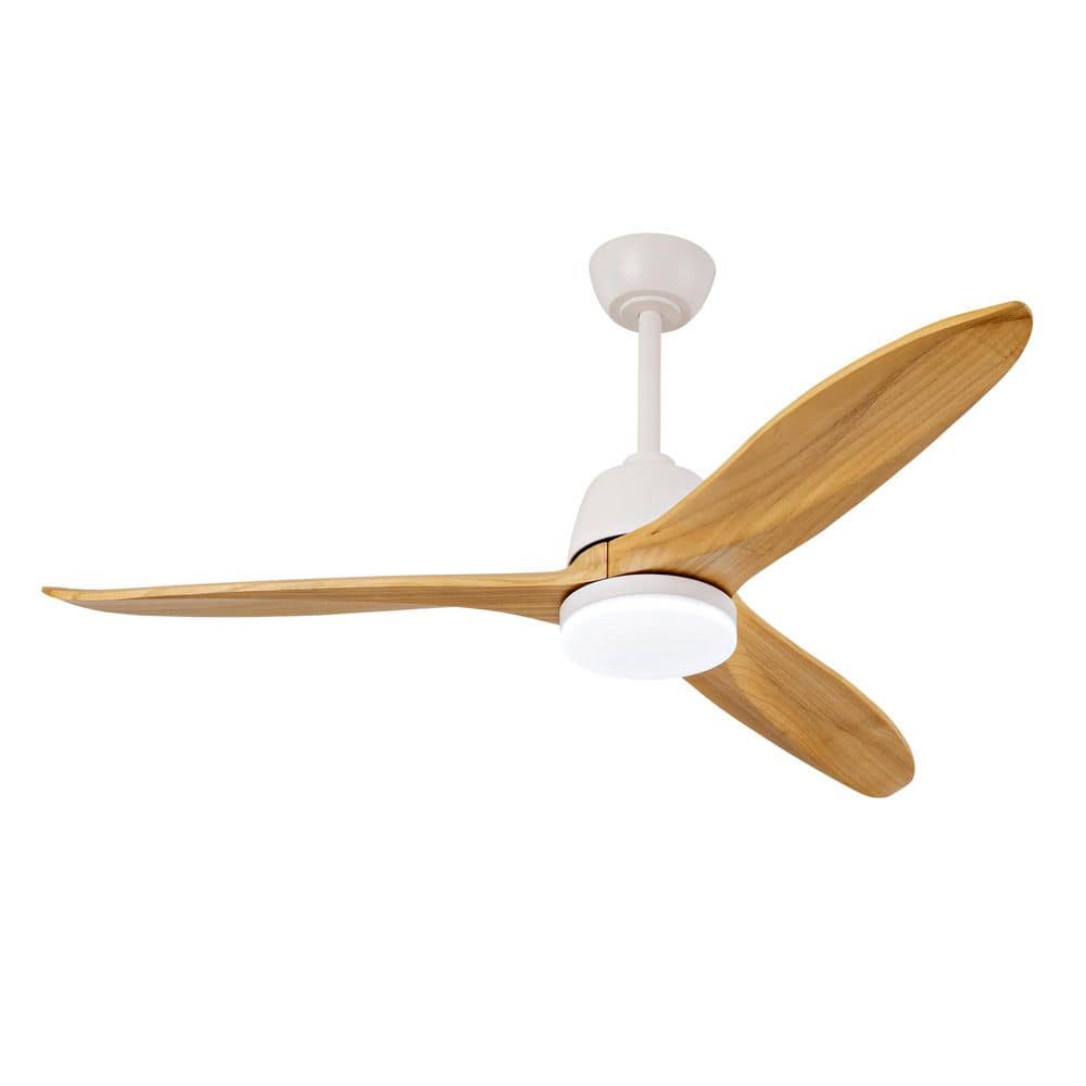 52 in. Smart White Solid Wood Brown Blades 2-Size Downrod Mount Standard Ceiling Fan with 3-Color Dimmable LED Light price history on PriceWatchPro