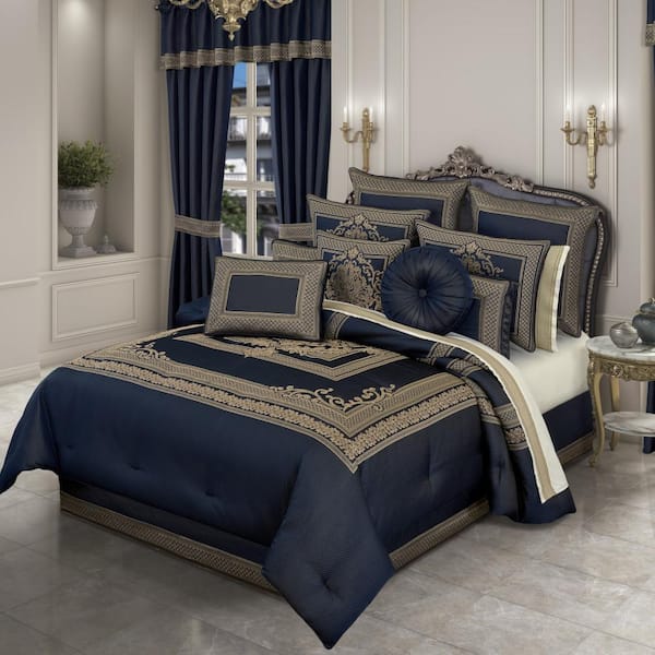 J QUEEN NEW YORK INC Excel Royal Blue Polyester Queen 4-Piece Comforter Set
