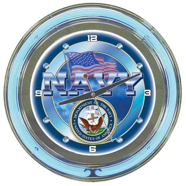 Trademark 14 in. United States Navy Neon Wall Clock