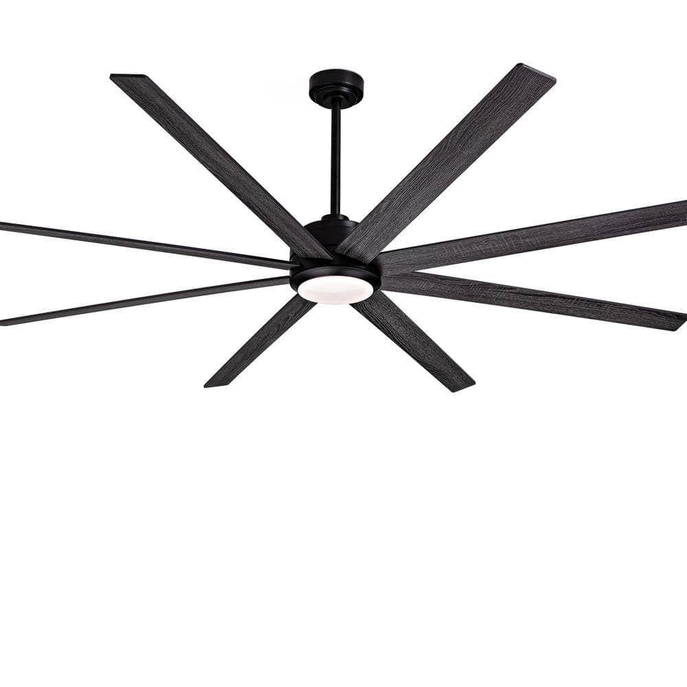 84'' Black Polycarbonate Industrial Ceiling Fan with LED Light and Remote