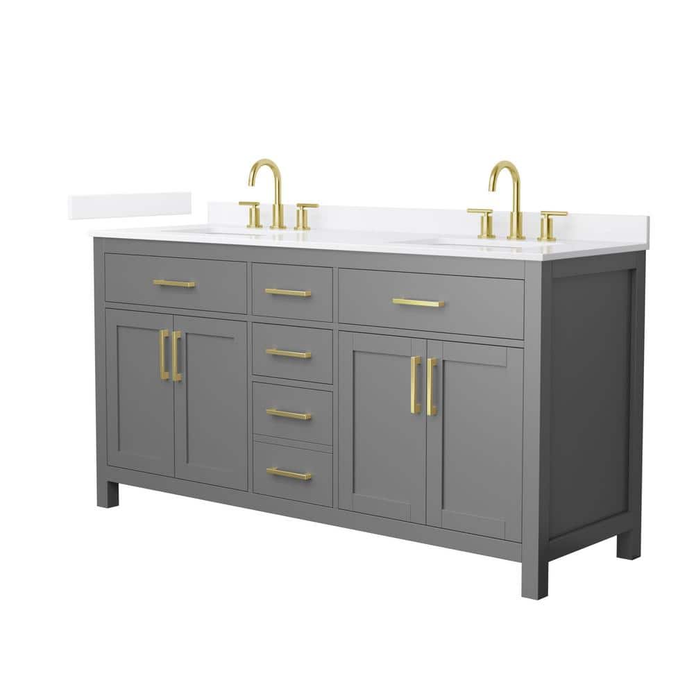 Beckett 66 in. Double Freestanding Dark Gray Bath Vanity with White Quartz Top (Assembled) price history on PriceWatchPro