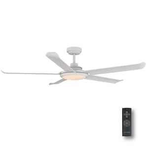 Arlette 60 in. LED Indoor/Outdoor Matte White Ceiling Fan with Remote Control and White Color Changing Light Kit