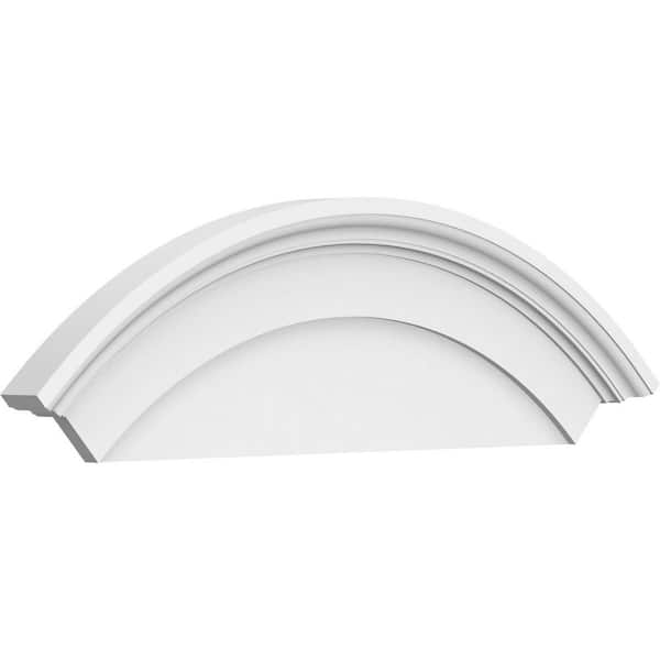 Ekena Millwork 38 in. W x 14 in. H x 2-3/4 in. P Arched Signature Urethane Pediment, Primed Tan