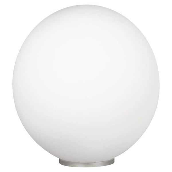 Eglo Rondo 11.75 in. W x 12.25 in. H 1-Light Silver Table Lamp with Frosted Opal Glass Shade