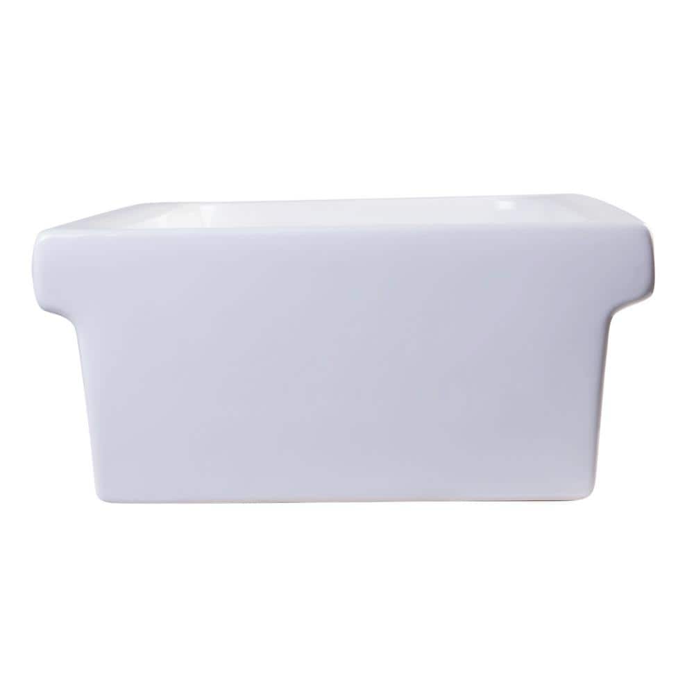 White Fireclay Rectangular Trough Bathroom Sink, 36 Inch