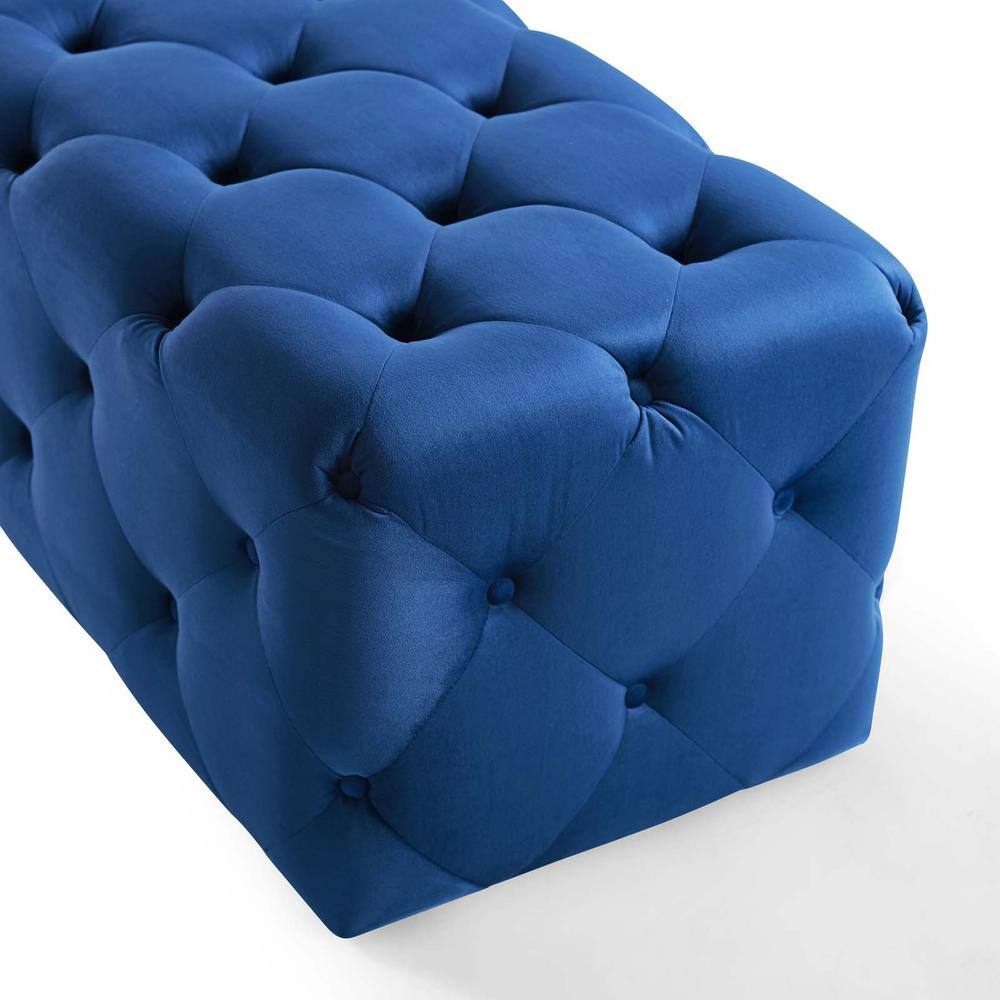 Navy 48-inch Luxe Velvet Tufted Entryway Bench with Dense Foam Padding