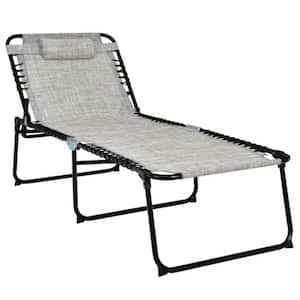 4-Position Fabric Folding Outdoor Lounge Chaise with Adjustable Backrest