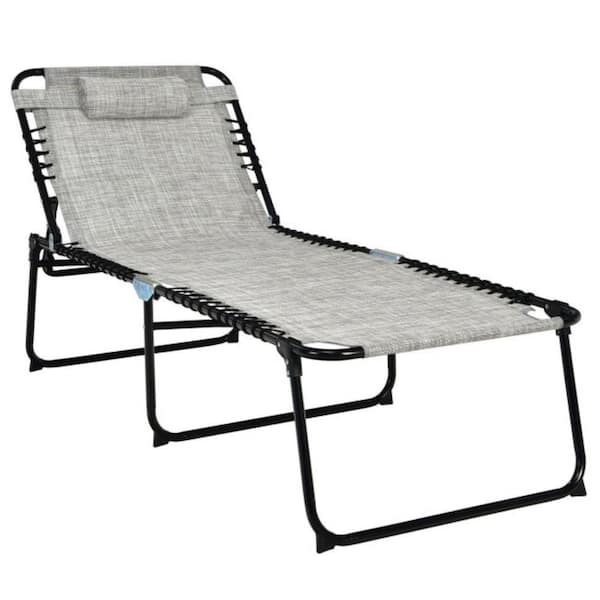 Alpulon 4-Position Fabric Folding Outdoor Lounge Chaise with Adjustable Backrest