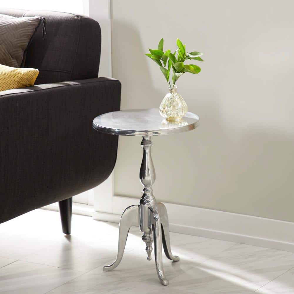 Zimlay Traditional Silver Aluminum Accent Table 30567