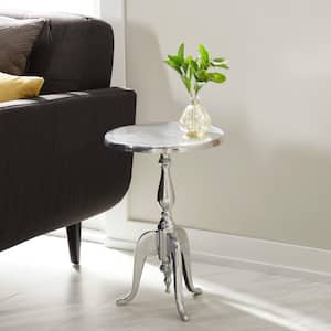 15 in. Silver Small Large Round Aluminum End Accent Table