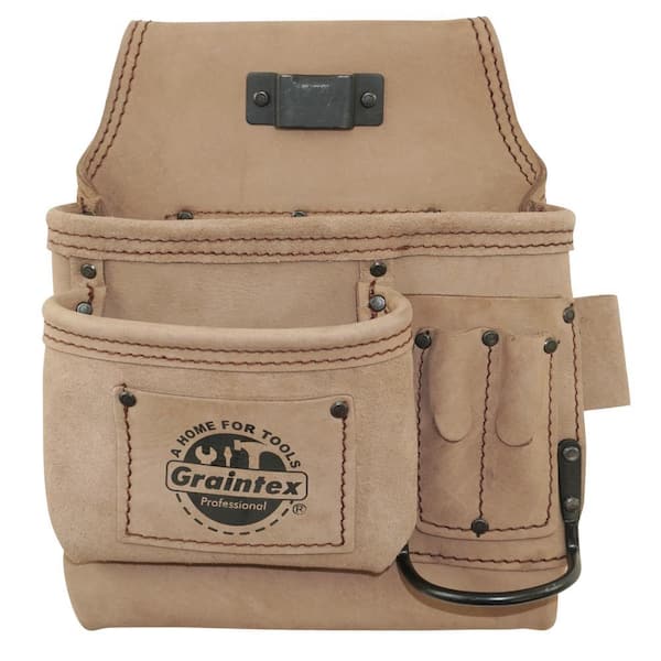 5-Pocket Left Handed Beige Top Grain Leather Tool Pouch