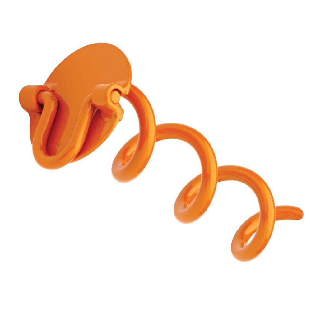 8-Inch Orange Steel Spiral Ground Anchor with Folding Ring
