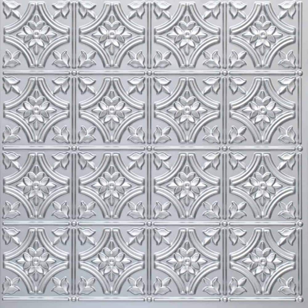 Gothic Reams Silver 2 ft. x 2 ft. Glue Up PVC Faux Tin Ceiling Tile (40 sq. ft./case) price history on PriceWatchPro