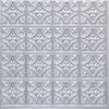 FROM PLAIN TO BEAUTIFUL IN HOURS Gothic Reams Metallic Silver 2 ft. x 2 ft. Glue Up PVC Faux Tin Ceiling Tile (100 sq. ft./case) 150sr-24x24-25