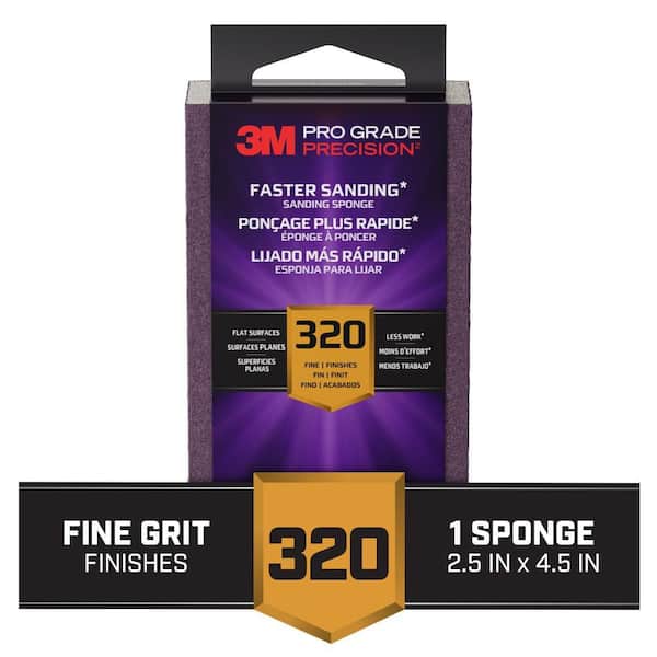 Pro Grade Precision 2.5 in. x 4.5 in. x 1 in. 320 Grit Faster Sanding Sanding Block Sponge (1-Pack)