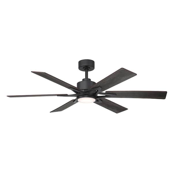 Home Decorators Collection Intervale 56 In Indoor Outdoor Matte Black Windmill Ceiling Fan With Adjule White Led Remote Included N609 Mbk The