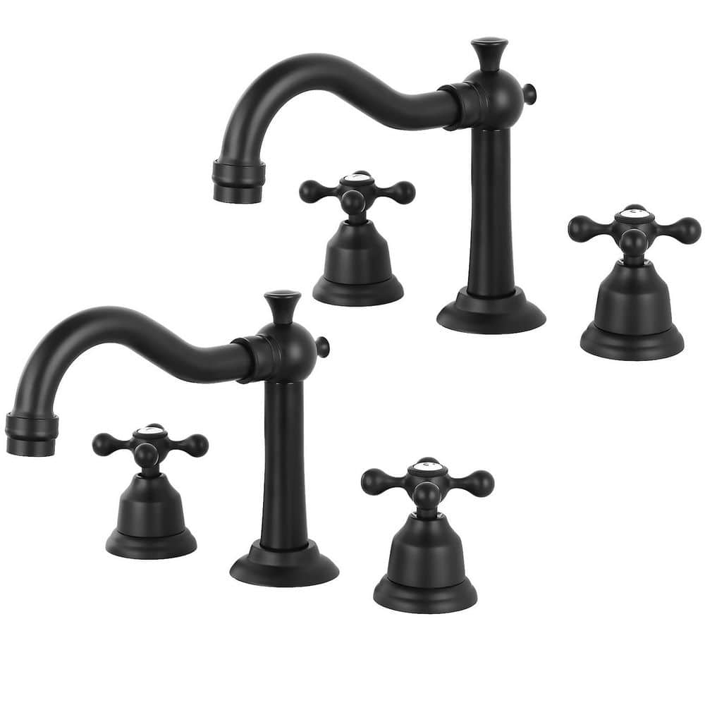 Double Handle 8 in. Widespread Bathroom Faucet 3-Hole Bathroom Sink Faucet 