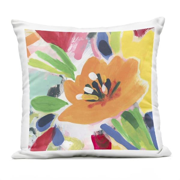 Vivid Orange Flower Impressions Orange Square Outdoor Throw Pillow