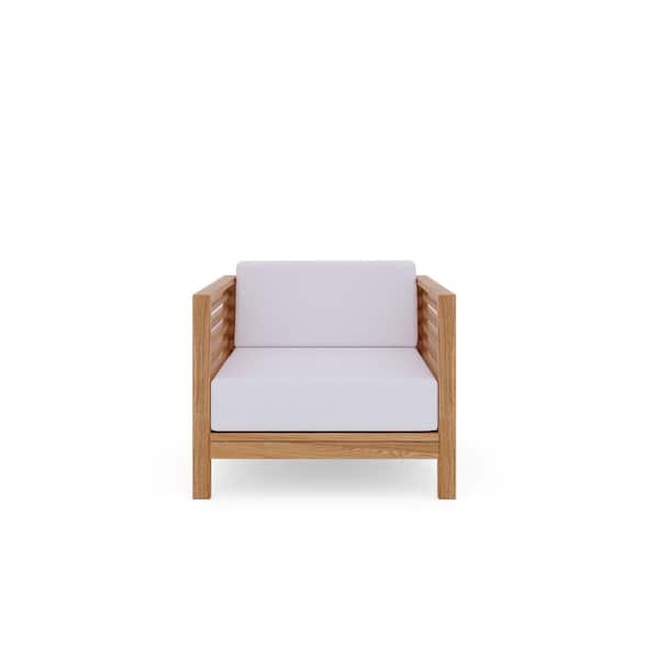 Unbranded Sylvie Teak Outdoor Lounge Chair with Sunbrella White Cushion