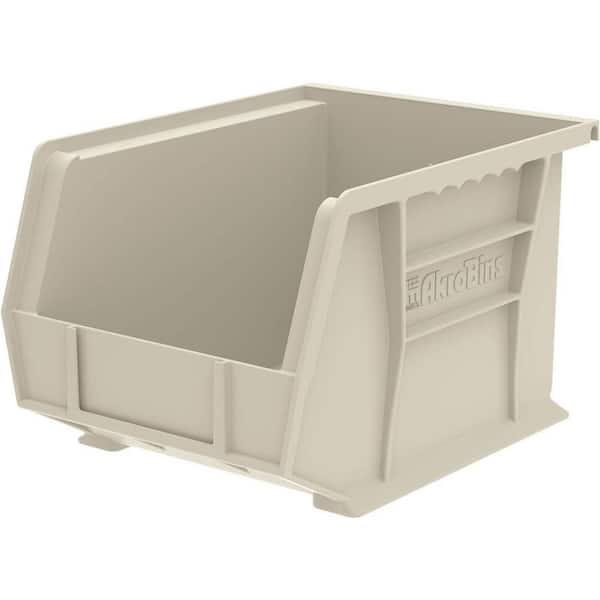 30239 Plastic Storage Bins, 11 in. D x 8 in. W x 7 in. H, Stone Color, 6-pack