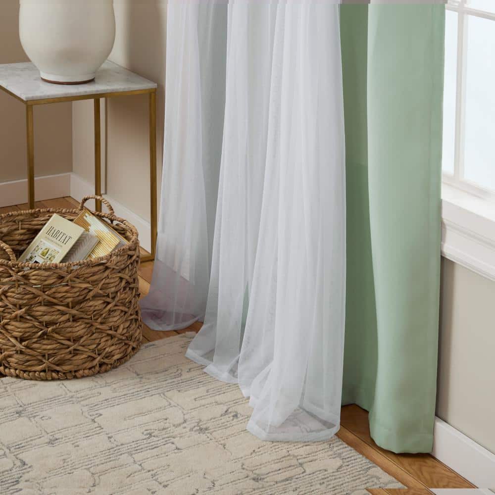 Seafoam and Cloud Gray Polyester Blackout Grommet Window Panels